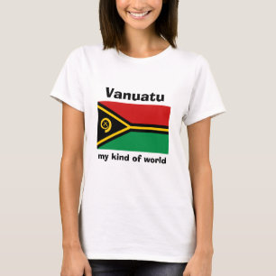 Vanuatu Flag + Map + Text T-Shirt