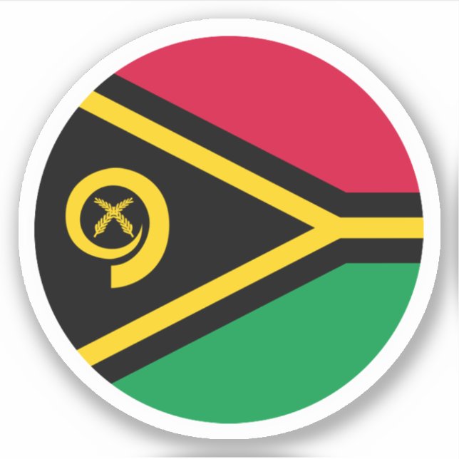 Vanuatu Flag Round Sticker (Front)