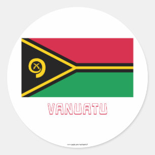 Vanuatu Flag with Name Classic Round Sticker