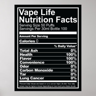 Vape Life Nutrition Facts Poster