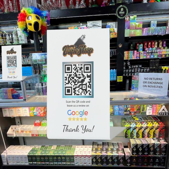 Vape Shop Google Review Pedestal Stand Template Pedestal Sign (Creator Uploaded)