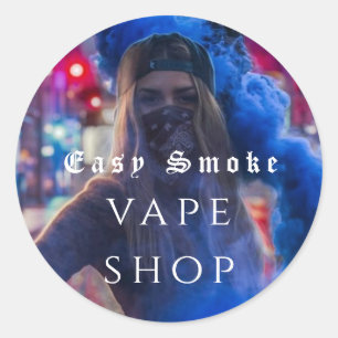 Vape Shop Smoke Black Business Classic Round Sticker