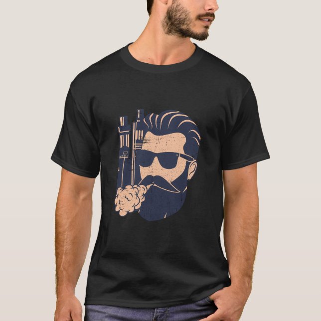 Vape Vaping Bearded Man E-Cigarette T-Shirt (Front)