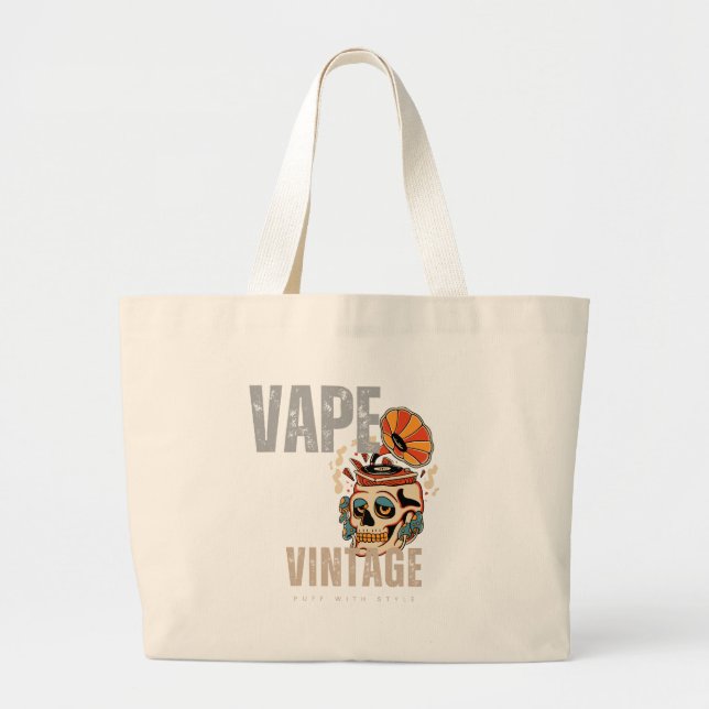 Vape Vintage: Puff with Class! Large Tote Bag (Front)