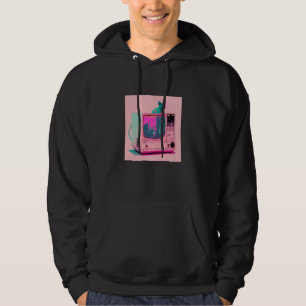 Vaperwave Aesthetic Glitch Cat Retrowave Synthwave Hoodie