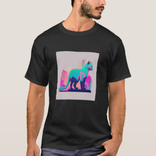 Vaperwave Aesthetic Glitch Cat Retrowave Synthwave T-Shirt