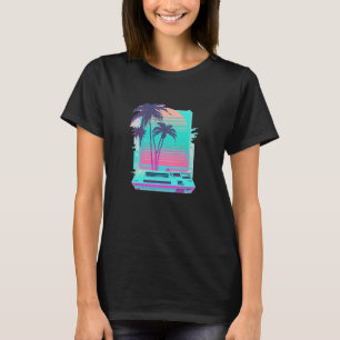 Vaperwave Aesthetic Glitch Palm Tree Retrowave Syn T-Shirt