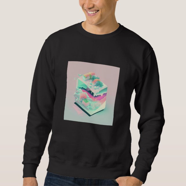 Vaperwave Aesthetic Glitch Sushi Retrowave Synthwa Sweatshirt (Front)