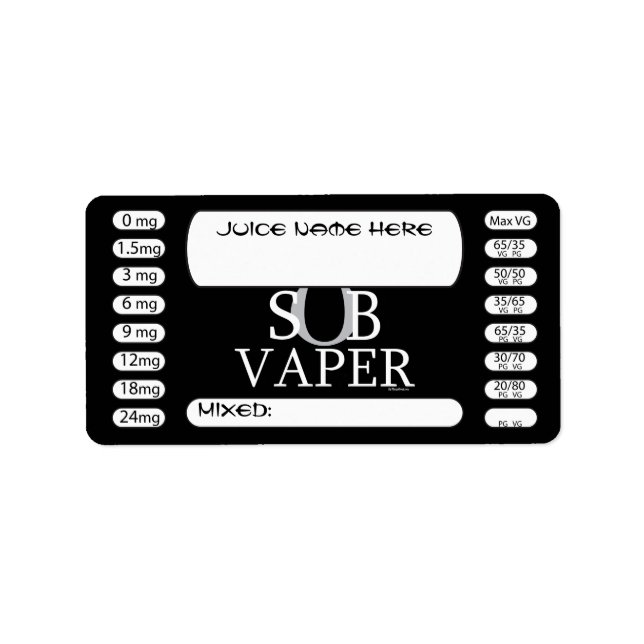 Vaping | DIY E-Juice Label SubVaper by VapeGoat (Front)