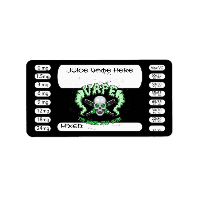 Vaping | DIY E-Juice Label Vape Skull by VapeGoat (Front)