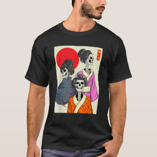 Vapor95 Geisha Girl Skeletons Rising Sun Japanese T-Shirt