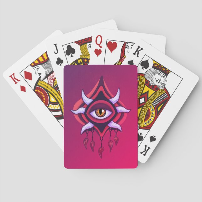 Vaporware Demon Eye - Colourful Gothic Playing Cards (Back)