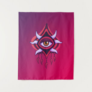 Vaporware Demon Eye - Colourful Gothic Tapestry