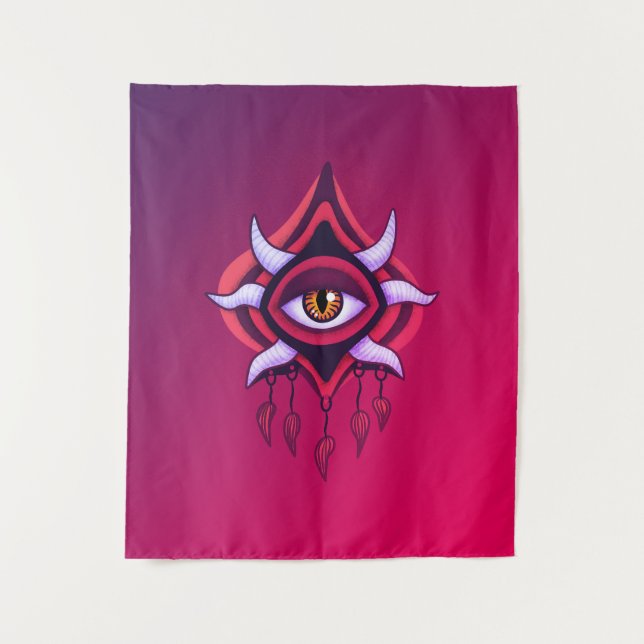 Vaporware Demon Eye - Colourful Gothic Tapestry (Front)