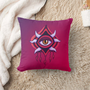 Vaporware Demon Eye - Colourful Gothic Throw Pillow