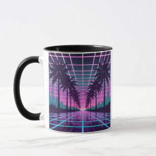 Vaporwave 80s Neon Grid Synthwave Art Poster Mug