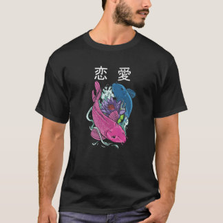 Vaporwave Aesthetic 恋愛 Koi Fish Yin and Yang T-Shirt