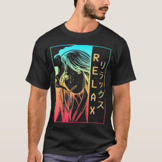 Vaporwave Aesthetic Anime Girl Sad Japanese Relax  T-Shirt