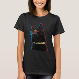 Vaporwave Aesthetic Cat Wear Sunglasses Graphic T-Shirt