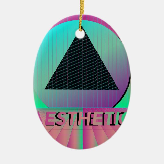 vaporwave aesthetic ceramic ornament (Front)