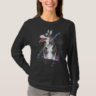 Vaporwave Aesthetic Dog  Animal Pet Siberian Husky T-Shirt
