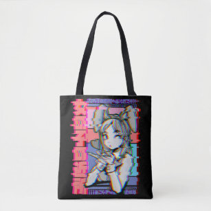 Vaporwave Aesthetic Japanese Retro Anime Girl Tote Bag