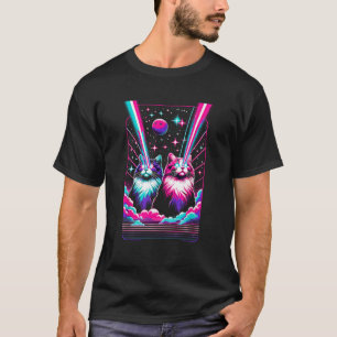 Vaporwave Aesthetic Laser Eyes Space Cat Galactic  T-Shirt