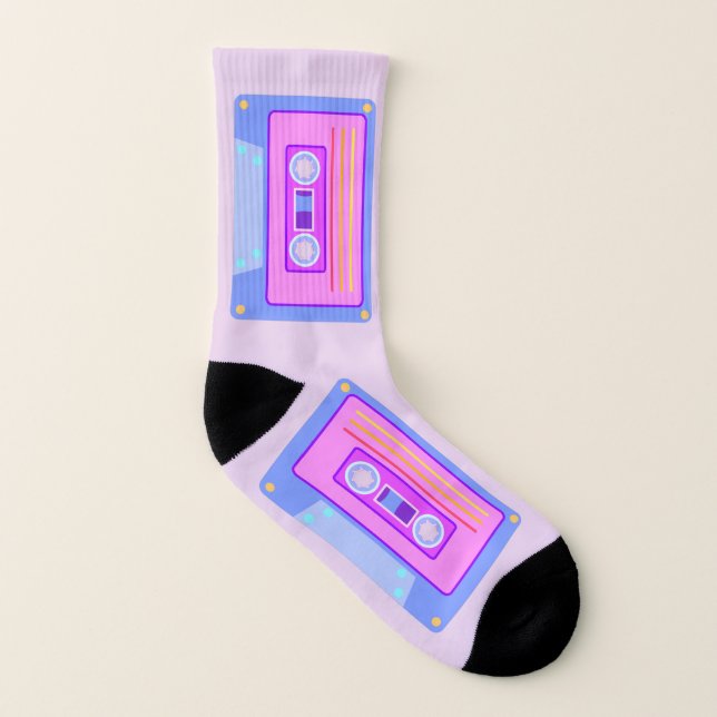 Vaporwave Aesthetic Retro Pastel Pink 2000s y2k Socks (Left Inside)
