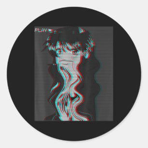 Vaporwave Aesthetic Sad Anime Girl Retro Eboy Egir Classic Round Sticker
