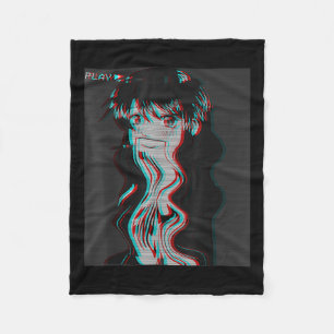 Vaporwave Aesthetic Sad Anime Girl Retro Eboy Egir Fleece Blanket