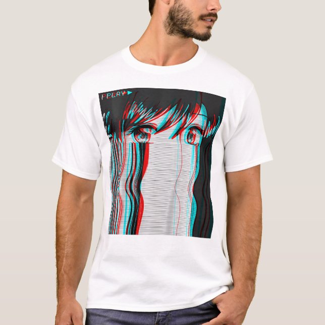 Vaporwave Aesthetic Sad Anime Girl Retro Eboy Egir T-Shirt (Front)