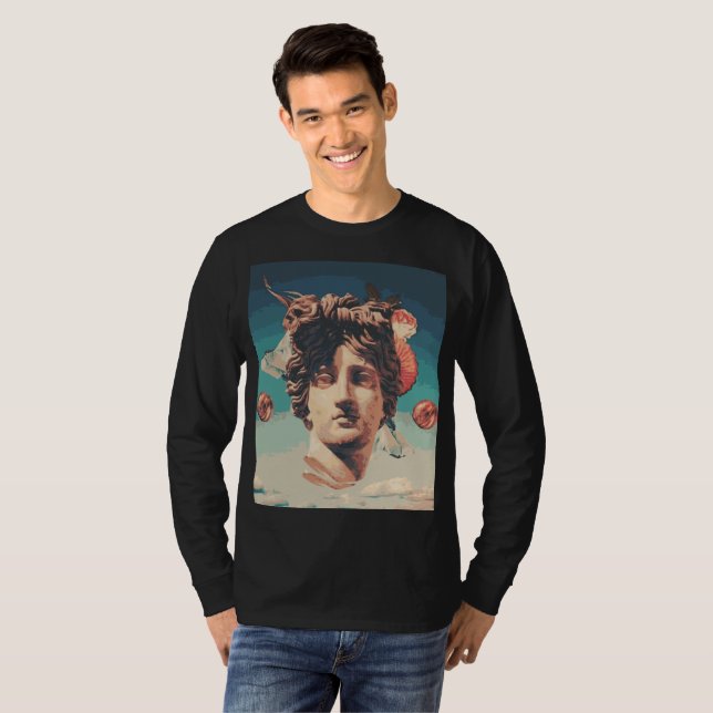 Vaporwave Aesthetic Statue Men Long Sleeve Shirt (Front Full)