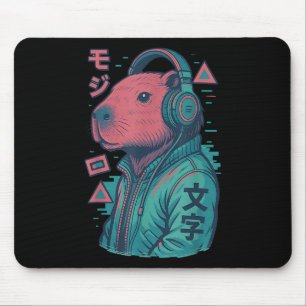 Vaporwave Capybara Japanese Art Anime Manga Ukiyo- Mouse Pad