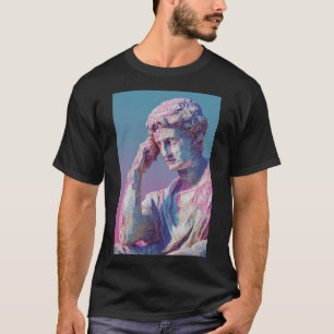 Vaporwave Classical Bust — Neon Gradient Aesthetic T-Shirt