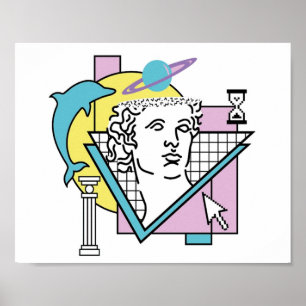 Vaporwave Clean Cartoon Aesthetics Poster