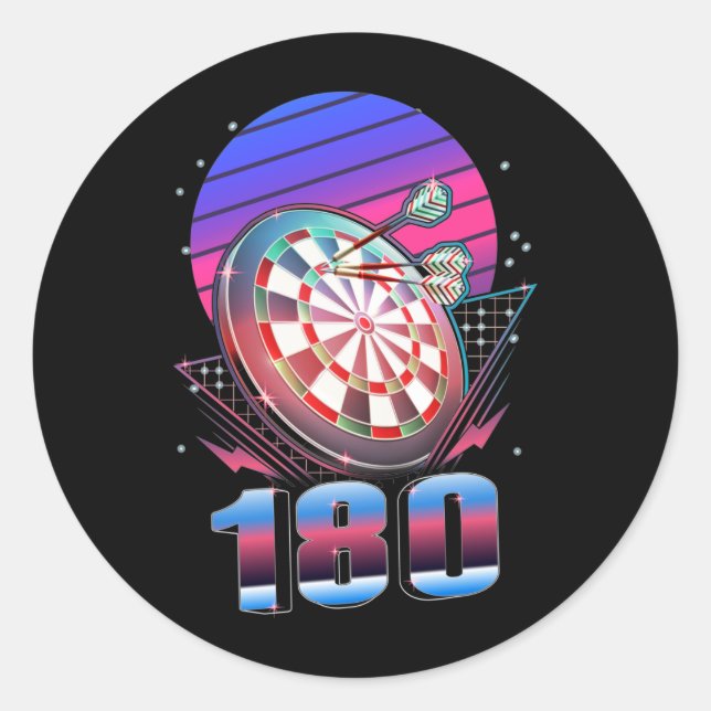 Vaporwave Dart Throwing Dartboard 180 Darts Classic Round Sticker (Front)