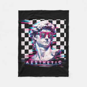 Vaporwave david glitch art aesthetic retrowave 80s fleece blanket