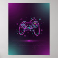 Vaporwave Gamepad Neon Pink Purple Teal Minimalist