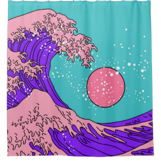 Vaporwave Great Wave: Stylized Ocean Art