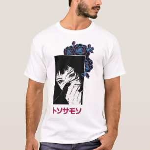 Vaporwave Japanese Girl Rose Ornament  T-Shirt