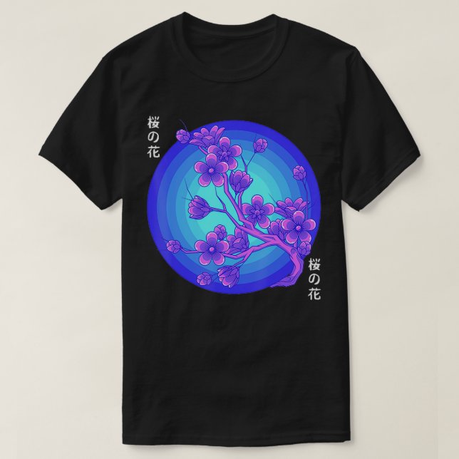 Vaporwave Japanese Sakura Cherry Blossom Tree Fest T-Shirt (Design Front)