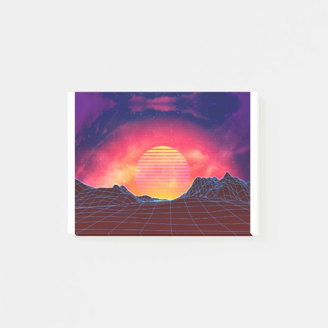 Vaporwave landscape with rocks post-it notes (Front)
