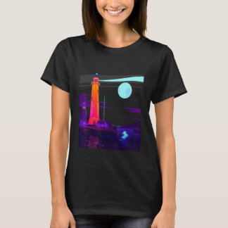 Vaporwave Lighthouse Purple & Blue Synthwave Night T-Shirt