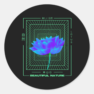Vaporwave Lotus Flower Namaste Zen Meditation Yoga Classic Round Sticker