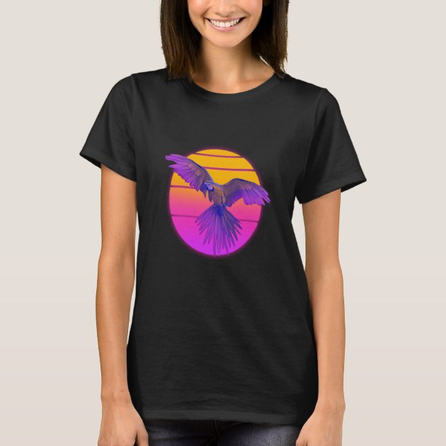 Vaporwave Macaw Parrot Tropical Bird Birdwatching T-Shirt (Front)