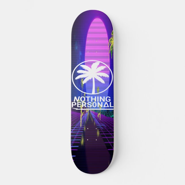 Vaporwave Palm Trees Skateboard (Front)