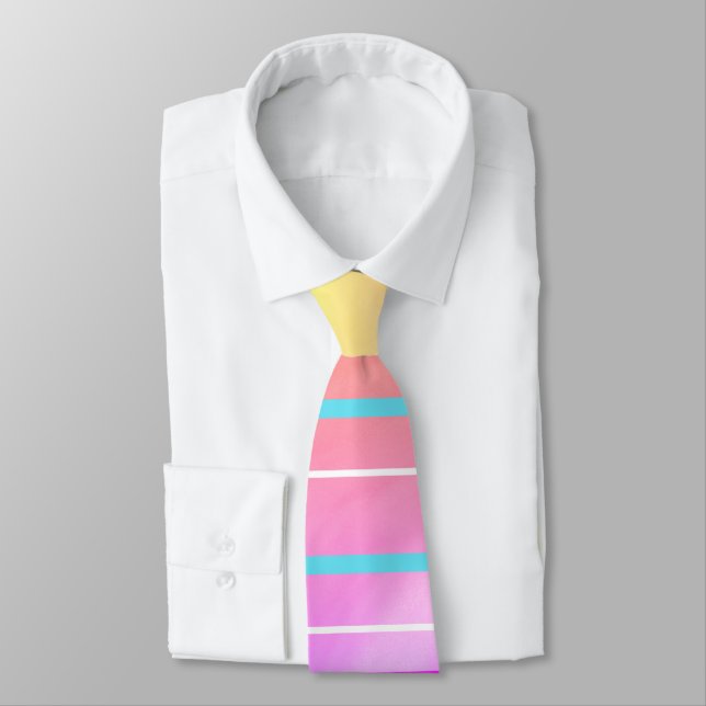 Vaporwave Pastels Digital Stripe Tie (Tied)