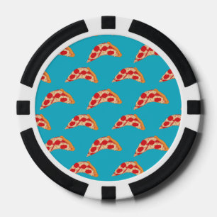 Vaporwave Pepperoni Cheese Pizza Slice Fast Food Poker Chips