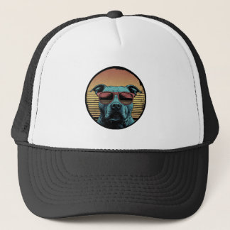 Vaporwave Pitbull Circle  Trucker Hat