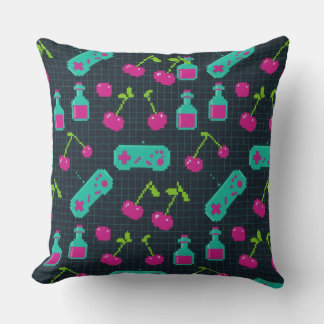 Vaporwave Retro Pixel Gaming Controller  Throw Pillow